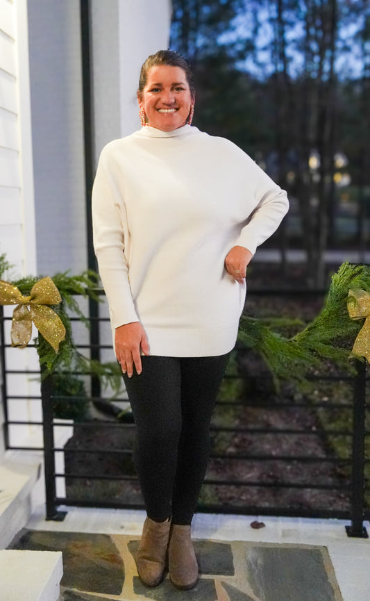 Dolman Sleeve Mock Neck Sweater