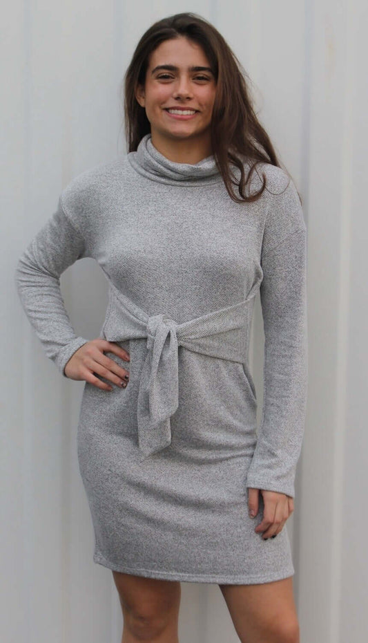 Waist Tie Turtleneck Dress