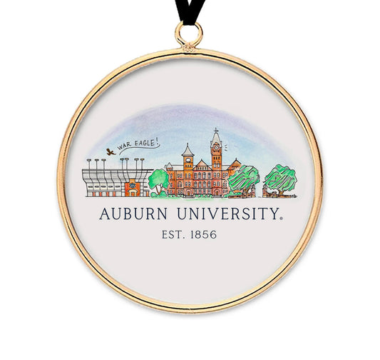 Auburn Skyline Brass & Glass Ornament