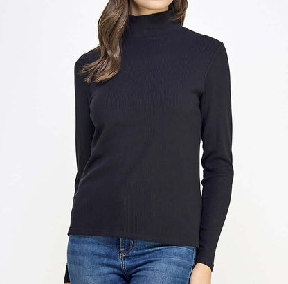 Mock Neck Rib Knit Top