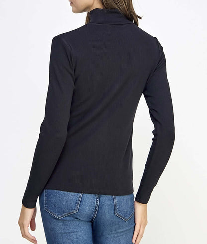 Mock Neck Rib Knit Top