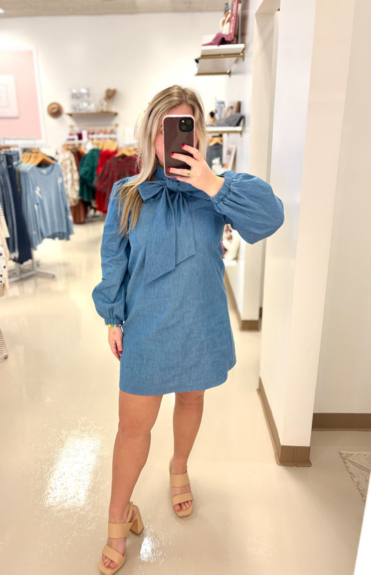 Bow Tie Denim Dress