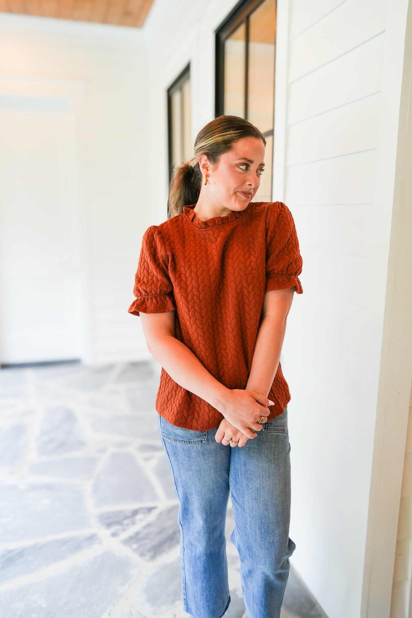 Textured Puff Sleeve Top