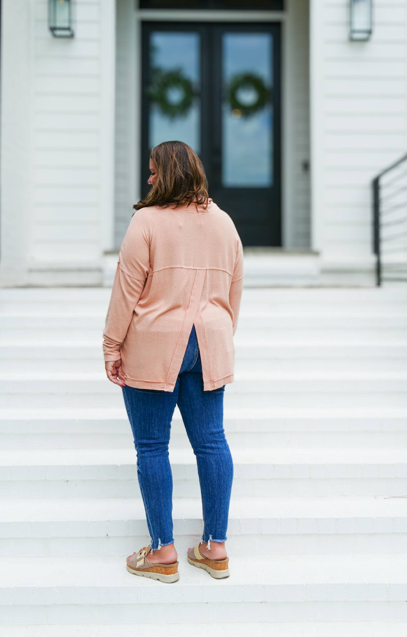 Split Back Turtleneck Top