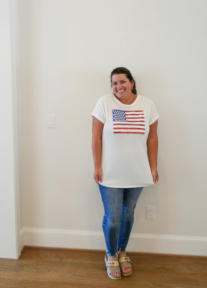 American Flag Ribbed Top