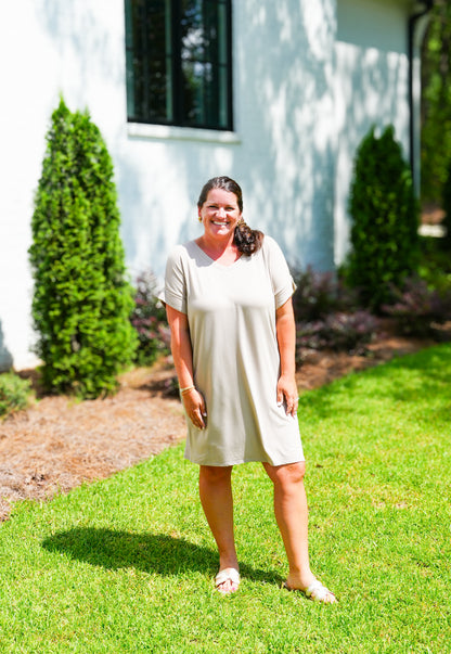 Rolled Short Sleeve Dress