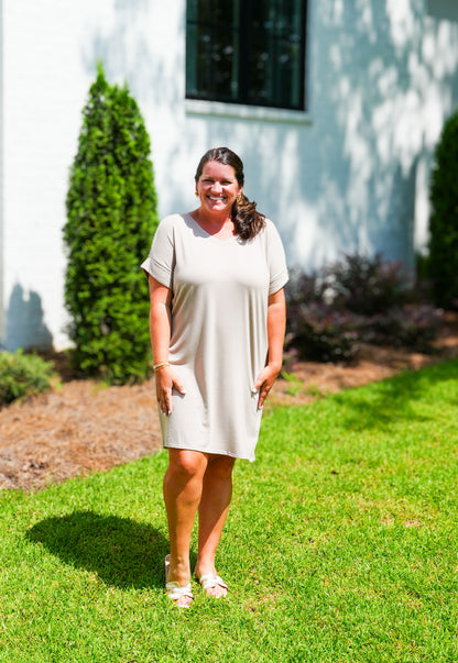 Rolled Short Sleeve Dress