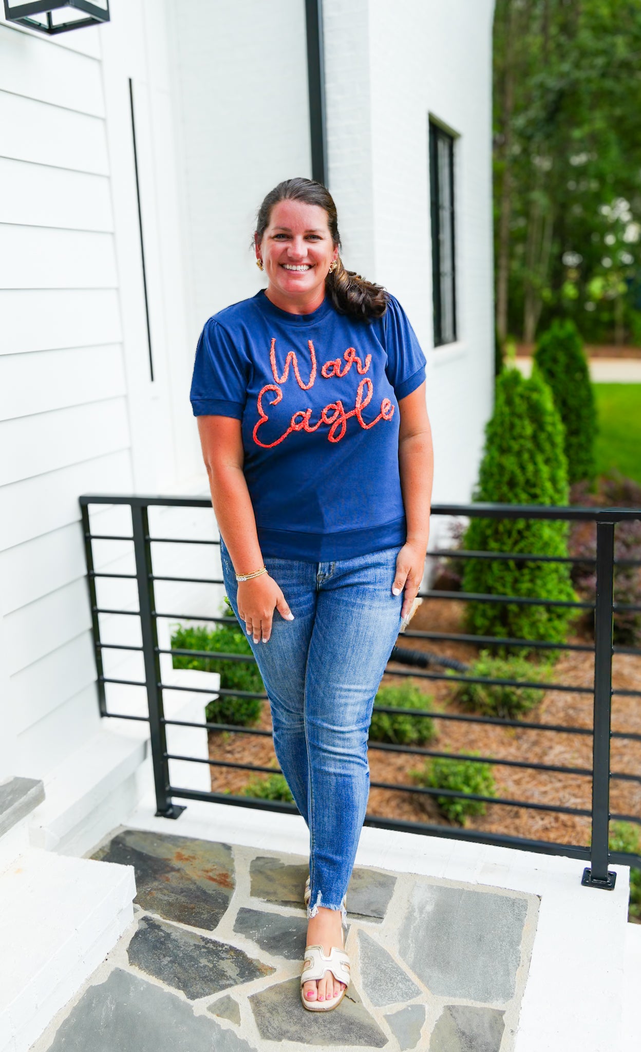 War Eagle Glitter Script Top