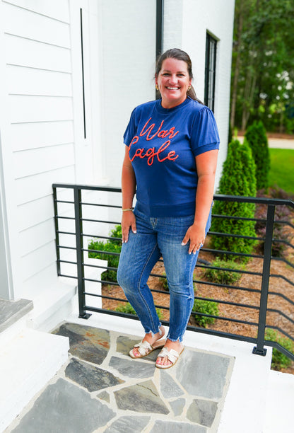 War Eagle Glitter Script Top