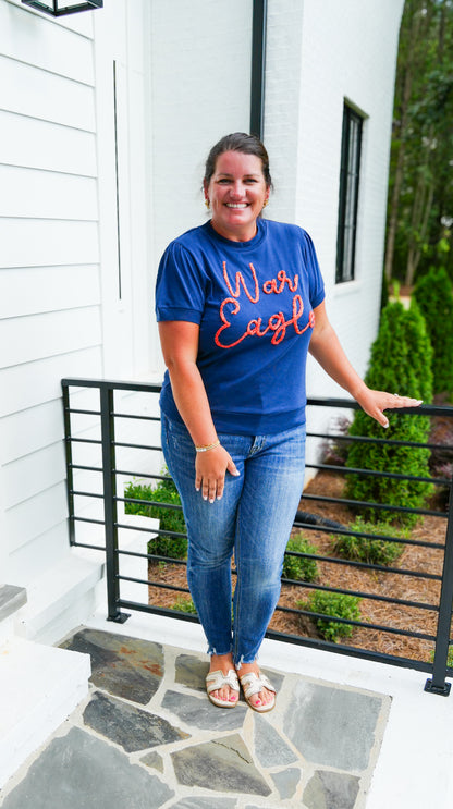 War Eagle Glitter Script Top