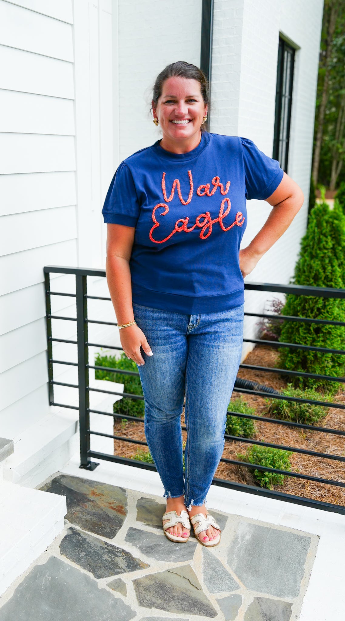 War Eagle Glitter Script Top