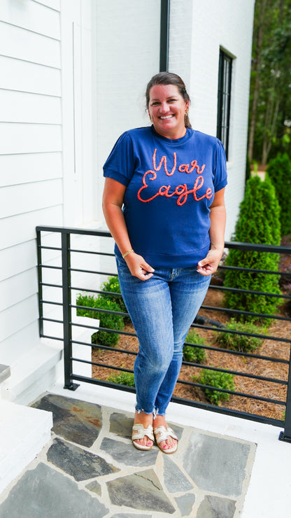 War Eagle Glitter Script Top