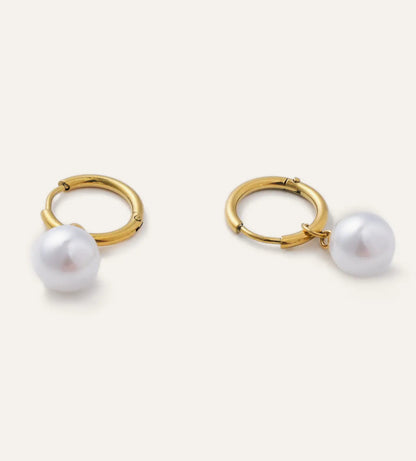 Florence Gold Pearl Huggie Hoops