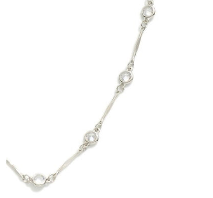 Metal Bar Link Necklace - Silver