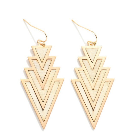 Nested Wood Arrow Drop Earrings