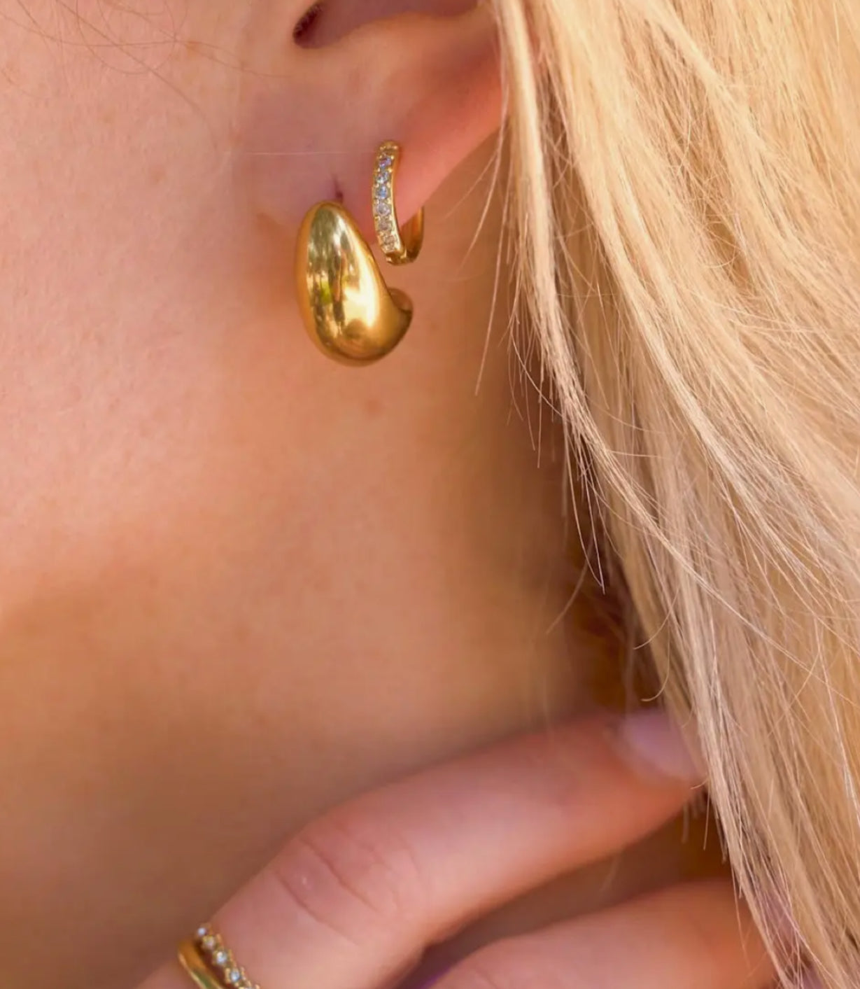 Gold Chunky Teardrop Hoops