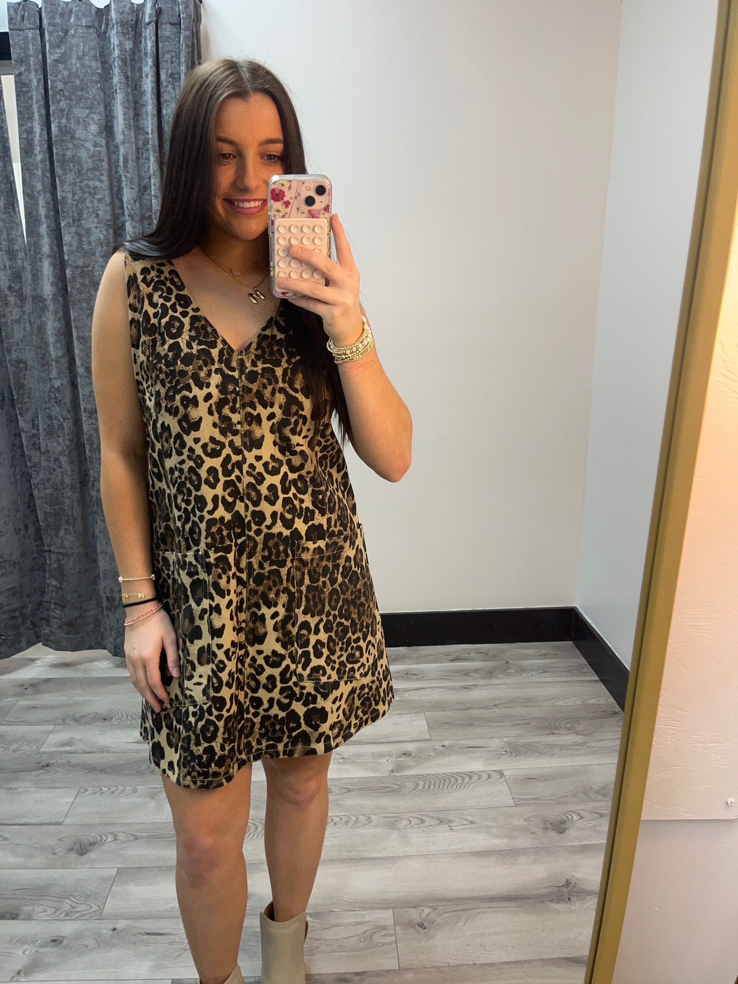 Run Like A Leopard Overall Dress