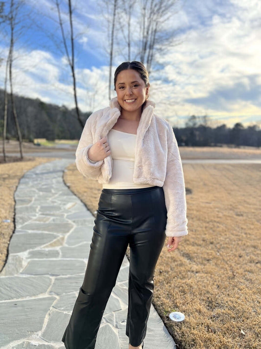 Faux Flare Leather Pants