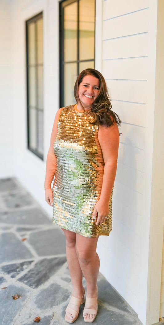 Gold Sequin Mini Dress