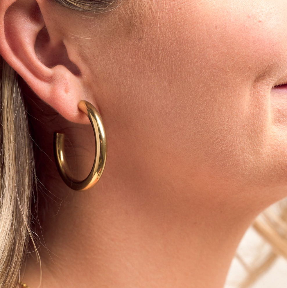 Rome Gold Tube Hoops- Medium and Large